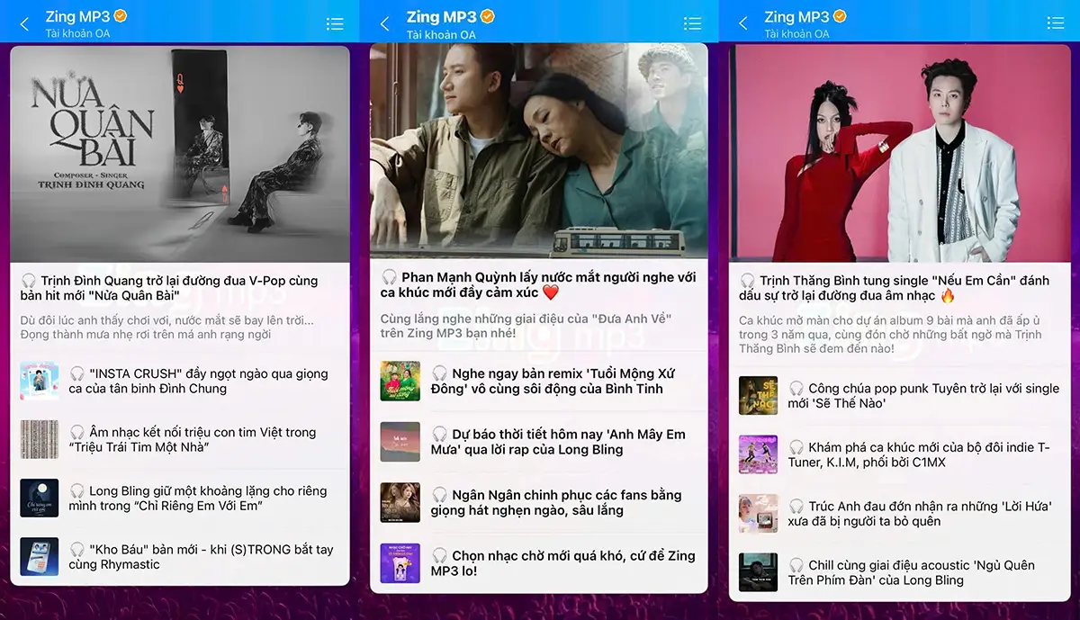 Các bài hát của ca sỹ Long Bling được quảng bá rộng rãi trên Zing MP3